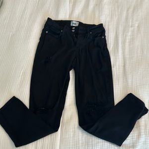 Black Paige verdugo ankle stretch jeans with distressing